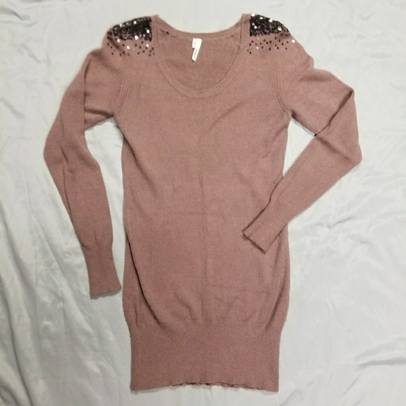 Mauve Sweater Dress w/ Sequin Shoulders 🥂 - Picture 2 of 3